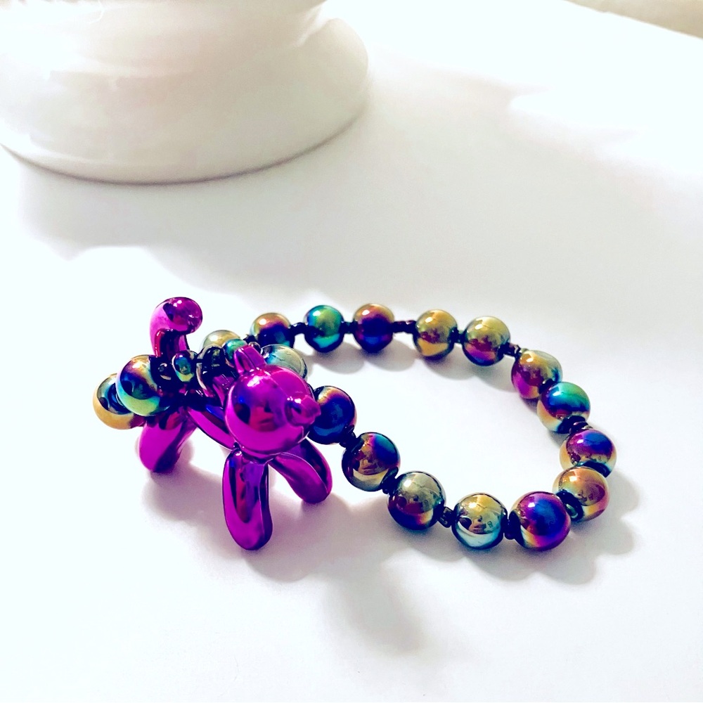 Purple Toyland Kitty Cat Balloon Stretch Bracelet